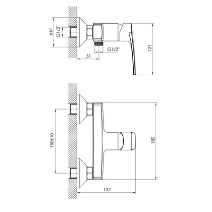 Смеситель для душа Imprese Kampa (цвет - хром) (15285) фото 2 Aquada.com.ua