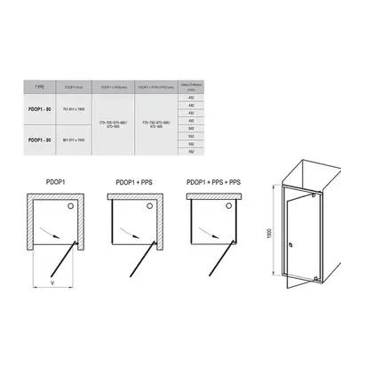Душевые двери Ravak Pivot PDOP1-80 (профиль - белый; стекло - Transparent (прозрачный)) (03G40101Z1) фото 2 Aquada.com.ua