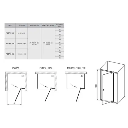 Душевые двери Ravak Pivot PDOP2-120 (профиль - белый; стекло - Transparent (прозрачный)) (03GG0101Z1) фото 2 Aquada.com.ua