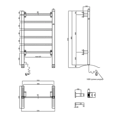 Сушарка рушників електрична Qtap Arvin 32706 SIL (QTARVSIL32706) фото 2 Aquada.com.ua