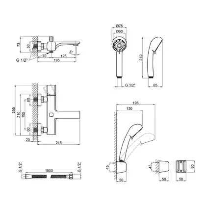 Змішувач для ванни Qtap Krychle 3052104GC (QTKRL3052104GC) фото 2 Aquada.com.ua