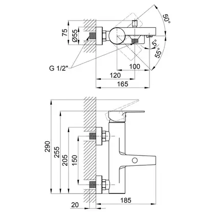 Змішувач для ванни Qtap Stenava 3045102DC (QTST3045102DC) фото 2 Aquada.com.ua