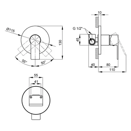 Змішувач прихованого монтажу для душу Qtap Ustek 6016107OC (QTUS6016107OC) фото 2 Aquada.com.ua