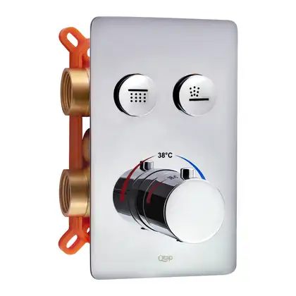 Змішувач термостатичний прихованого монтажу для душу Qtap Votice 6442T105NKC для двох споживачів (QTVOT6442T105NKC) фото 1 Aquada.com.ua