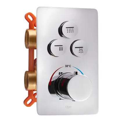 Змішувач термостатичний прихованого монтажу для душу Qtap Votice 6443T105NKC для трьох споживачів (QTVOT6443T105NKC) фото 1 Aquada.com.ua