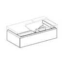 Тумба под раковину с полкой, с одним выдвижным ящиком Geberit Xeno² 880 х 462 мм, серый матовый (вырез под сифон справа) (500.514.00.1) фото 2 Aquada.com.ua