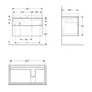 Тумба под раковину с двумя выдвижными ящиками Geberit Xeno² 880 х 462 мм, белый глянцевый (вырез под сифон справа) (500.516.01.1) фото 3 Aquada.com.ua