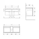Тумба под раковину с четырьмя выдвижными ящиками Geberit Xeno² 1174 х 462 мм, серый матовый (500.518.00.1) фото 3 Aquada.com.ua