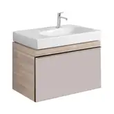 Тумба под раковину, с одним выдвижным ящиком Geberit Citterio 734 х 504 см, корпус - светлый дуб, стекло - бежевое (500.557.JI.1)