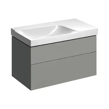 Тумба под раковину с двумя выдвижными ящиками Geberit Xeno² 880 х 462 мм, серый матовый (вырез под сифон слева) (500.515.00.1) фото 1 Aquada.com.ua