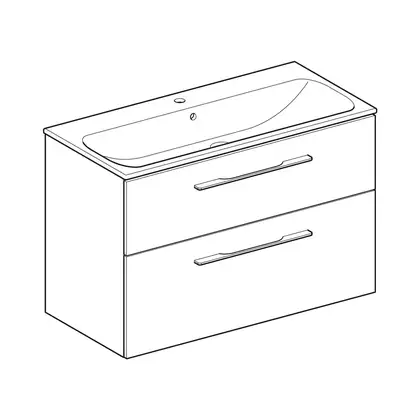 Тумба с раковиной Geberit Selnova Square slim rim 100, тёмный орех (501.246.00.1) фото 2 Aquada.com.ua