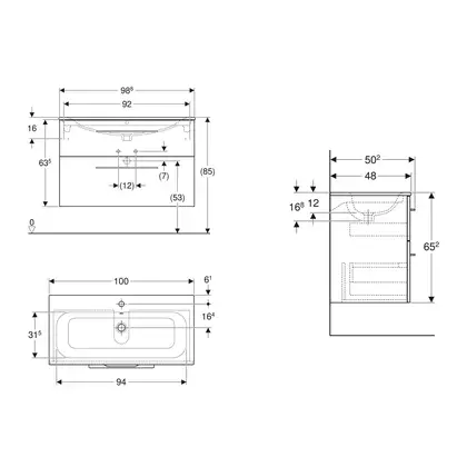 Тумба с раковиной Geberit Selnova Square slim rim 100, тёмный орех (501.246.00.1) фото 3 Aquada.com.ua