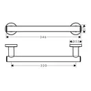 Поручень 300 мм Hansgrohe Logis, хром (41713000) фото 2 Aquada.com.ua