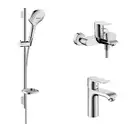 Набор смесителей для ванны 3-в-1 Hansgrohe Metris/Raindance Select E (цвет - хром) (31480112) фото 1 Aquada.com.ua