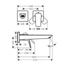 Смеситель для раковины настенный Hansgrohe Logis Fine (цвет - хром), излив 205 мм (71256000) фото 2 Aquada.com.ua