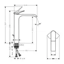 Смеситель для раковины высокий Hansgrohe Vivenis (цвет - хром), с донным клапаном (75040000) фото 4 Aquada.com.ua