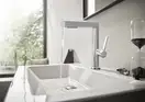 Смеситель для раковины высокий, с вытяжным душем, 2 вида струи Hansgrohe Finoris (цвет - хром), с донным клапаном Push Open (76063000) фото 3 Aquada.com.ua