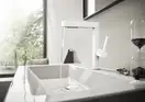 Смеситель для раковины высокий, с вытяжным душем, 2 вида струи Hansgrohe Finoris (цвет - белый матовый), с донным клапаном Push Open (76063700) фото 3 Aquada.com.ua