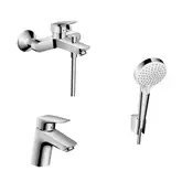 Набор смесителей для ванны 3-в-1 Hansgrohe Logis/Crometta Vario EcoSmart (цвет - хром) (71400114)
