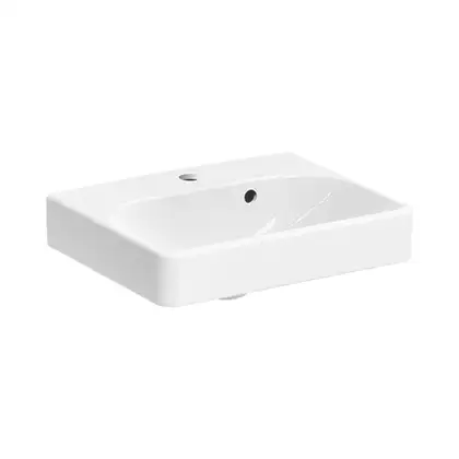 Маленькая (мини) раковина Geberit Smyle Square 45 х 36 х h16 см, с асимметричным переливом (500.222.01.1) фото 1 Aquada.com.ua