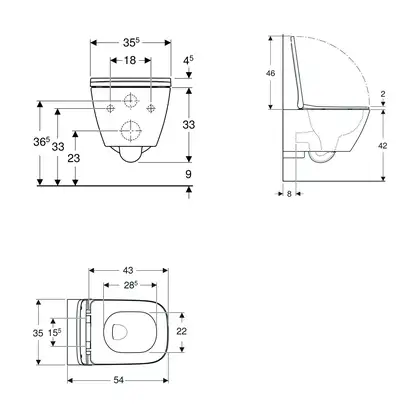 Унитаз подвесной Rimfree (безободковий) Geberit Smyle Square с сиденьем Soft Close (500.683.00.2) фото 2 Aquada.com.ua Унитаз подвесной Rimfree (безободковий) Geberit Smyle Square с сиденьем Soft Close (500.683.00.2) фото 2 Aquada.com.ua