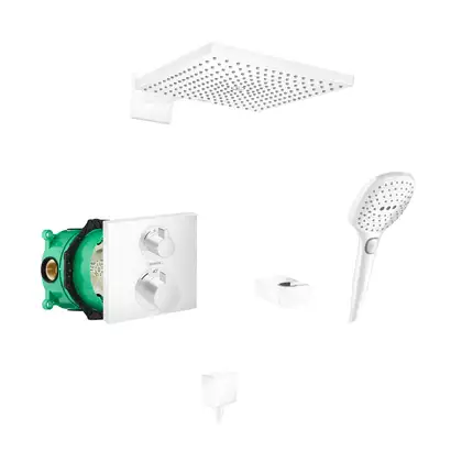 Душевая система скрытого монтажа с термостатом Hansgrohe (цвет - белый матовый) (15714700+01800180+26520700+28387700+26455700+28276700+26238700) фото 1 Aquada.com.ua