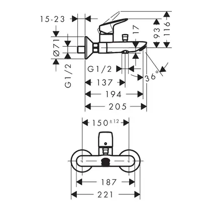 Набор смесителей для ванны 3-в-1 Hansgrohe Logis/Crometta Vario (цвет - хром) (20200008) фото 6 Aquada.com.ua