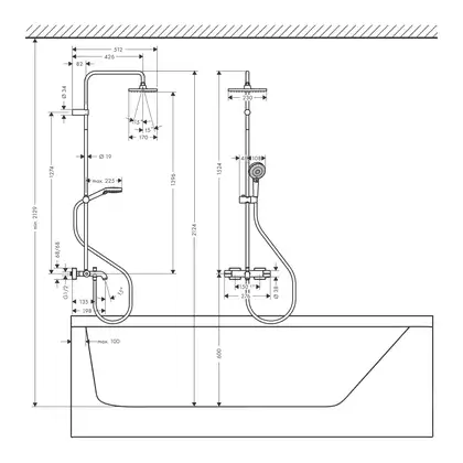 Душевая система с термостатом для ванны Hansgrohe Vernis Shape EcoSmart (цвет - хром) (26098000) фото 5 Aquada.com.ua