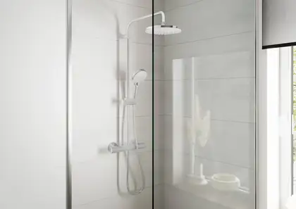 Душевая система с термостатом Hansgrohe Vernis Blend EcoSmart Green (цвет - хром) (26318000) фото 4 Aquada.com.ua