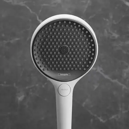 Лейка для душа Hansgrohe Rainfinity EcoSmart (цвет - белый матовый/чёрный), 3 вида струи (26865700) фото 2 Aquada.com.ua
