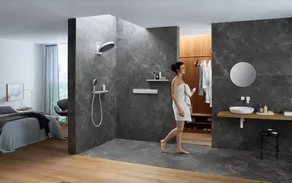 Лейка для душа Hansgrohe Rainfinity EcoSmart (цвет - белый матовый/чёрный), 3 вида струи (26865700) фото 6 Aquada.com.ua