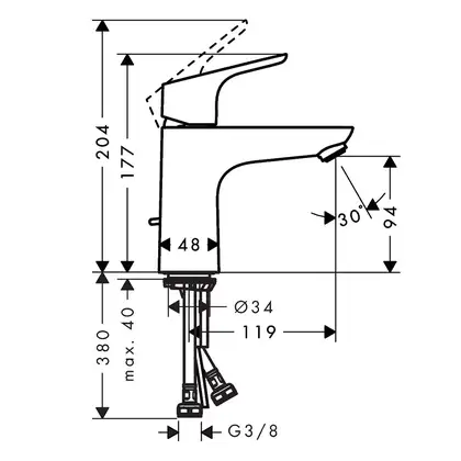 Набор смесителей для ванны 3-в-1 Hansgrohe Focus/Croma Select E (цвет - хром) (31940112) фото 8 Aquada.com.ua