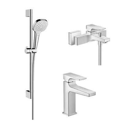 Набор смесителей для ванны 3-в-1 Hansgrohe Metropol/Croma Select E Vario (цвет - хром) (32540112) фото 1 Aquada.com.ua