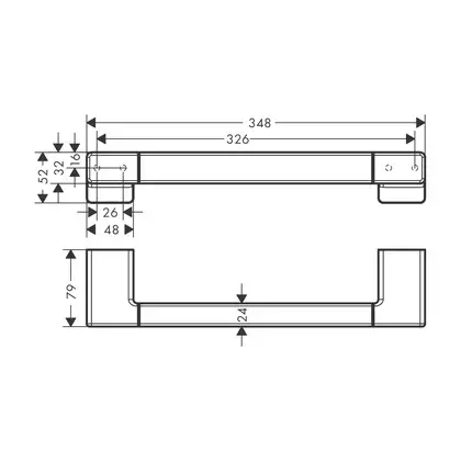 Поручень 348 мм Hansgrohe AddStoris, хром (41744000) фото 2 Aquada.com.ua