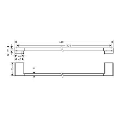 Полотенцедержатель 648 мм Hansgrohe AddStoris, белый матовый (41747700) фото 2 Aquada.com.ua