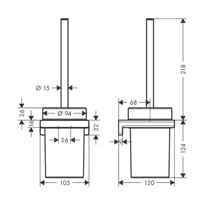 Ёршик подвесной Hansgrohe AddStoris, белый матовый/стекло матовое (41752700) фото 2 Aquada.com.ua