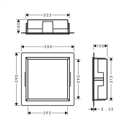 Настенная ниша со встроенной рамой Hansgrohe XtraStoris Original 30 x 30 x 10 см, нержавеющая сталь (56061800) фото 2 Aquada.com.ua