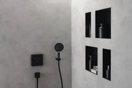 Ниша в стене с открытой рамой Hansgrohe XtraStoris Minimalistic 30 х 15 х 10 см, чёрный матовый (56070670) фото 2 Aquada.com.ua