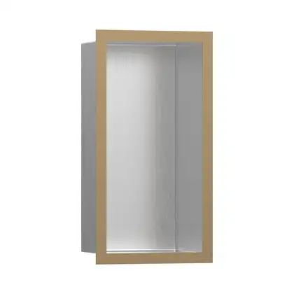 Настенная ниша из матовой нержавеющей стали с дизайнерской рамкой Hansgrohe XtraStoris Individual 30 х 15 х 10 см, матовая бронза (56094140) фото 1 Aquada.com.ua