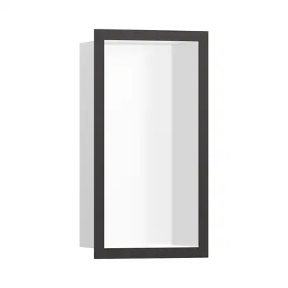 Настенная ниша с дизайнерской рамкой Hansgrohe XtraStoris Individual 30 х 15 х 10 см, матовый чёрный хром (56096340) фото 1 Aquada.com.ua