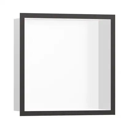 Настенная ниша с дизайнерской рамкой Hansgrohe XtraStoris Individual 30 х 30 х 10 см, матовый чёрный хром (56099340) фото 1 Aquada.com.ua