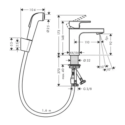 Смеситель для раковины 100 Hansgrohe Vernis Shape (цвет - хром), с гигиеническим душем (71216000) фото 2 Aquada.com.ua Смеситель для раковины 100 Hansgrohe Vernis Shape (цвет - хром), с гигиеническим душем (71216000) фото 2 Aquada.com.ua