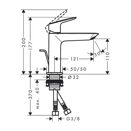 Смеситель для раковины 100 Hansgrohe Logis Fine (цвет - хром), с донным клапаном (71251000) фото 4 Aquada.com.ua
