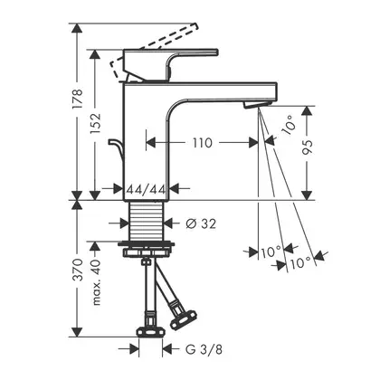 Смеситель для раковины 100 Hansgrohe Vernis Shape (цвет - хром), с донным клапаном (71561000) фото 5 Aquada.com.ua