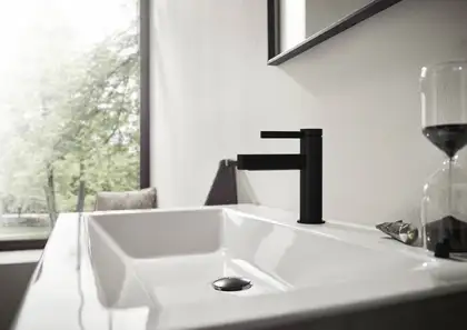 Смеситель для раковины Hansgrohe Finoris (цвет - чёрный матовый), с донным клапаном Push Open (76023670) фото 3 Aquada.com.ua