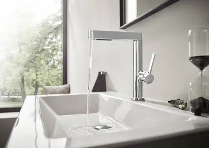 Смеситель для раковины высокий, с вытяжным душем, 2 вида струи Hansgrohe Finoris (цвет - хром), с донным клапаном Push Open (76063000) фото 3 Aquada.com.ua