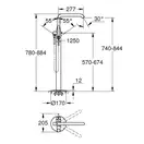 Смеситель для ванны напольный Grohe Essence (цвет - холодный рассвет), с душевым гарнитуром (23491GL1) фото 2 Aquada.com.ua