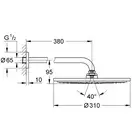 Верхний душ Ø 310 мм с держателем 380 мм Grohe Rainshower Cosmopolitan (цвет - тёмный графит, матовый) (26066AL0) фото 3 Aquada.com.ua