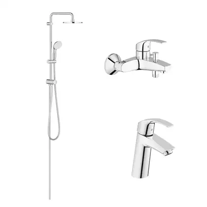 Набор смесителей для ванны 3-в-1 Grohe Eurosmart (цвет - хром) (123389М) фото 1 Aquada.com.ua