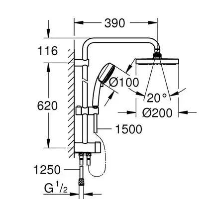 Набор смесителей для ванны 3-в-1 Grohe Eurosmart (цвет - хром) (123389М) фото 9 Aquada.com.ua
